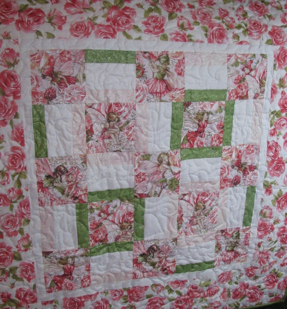 Baby Quilt Fairy Frost Roses by QuiltsintheCity on Etsy