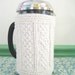 French Press Coffee Cozy, Aran Diamonds, Natural Ecru