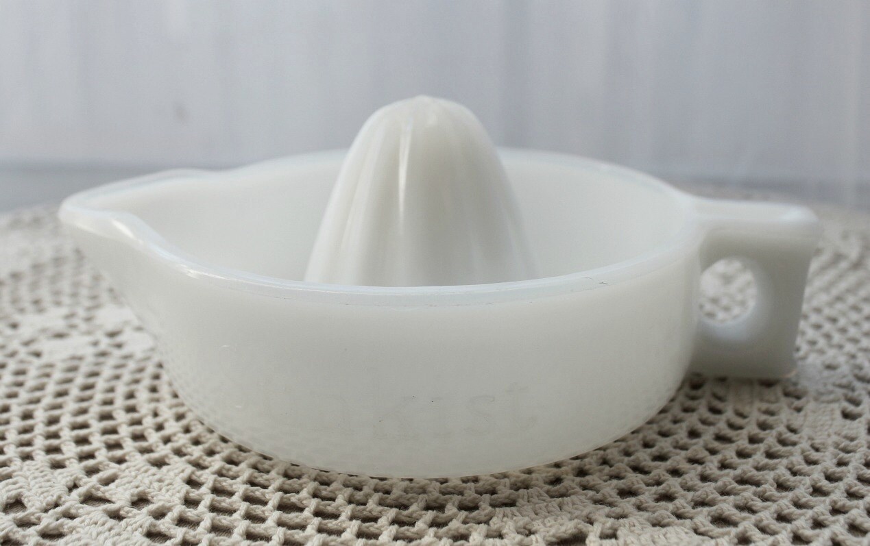 Vintage Thatcher Glass Co. Sunkist Milk Glass Juicer