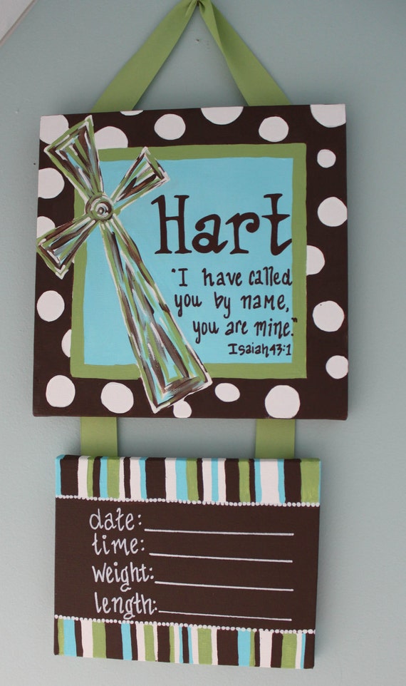 Items similar to Scripture & Cross Personalized Hospital Door Hanger for New Baby on Etsy