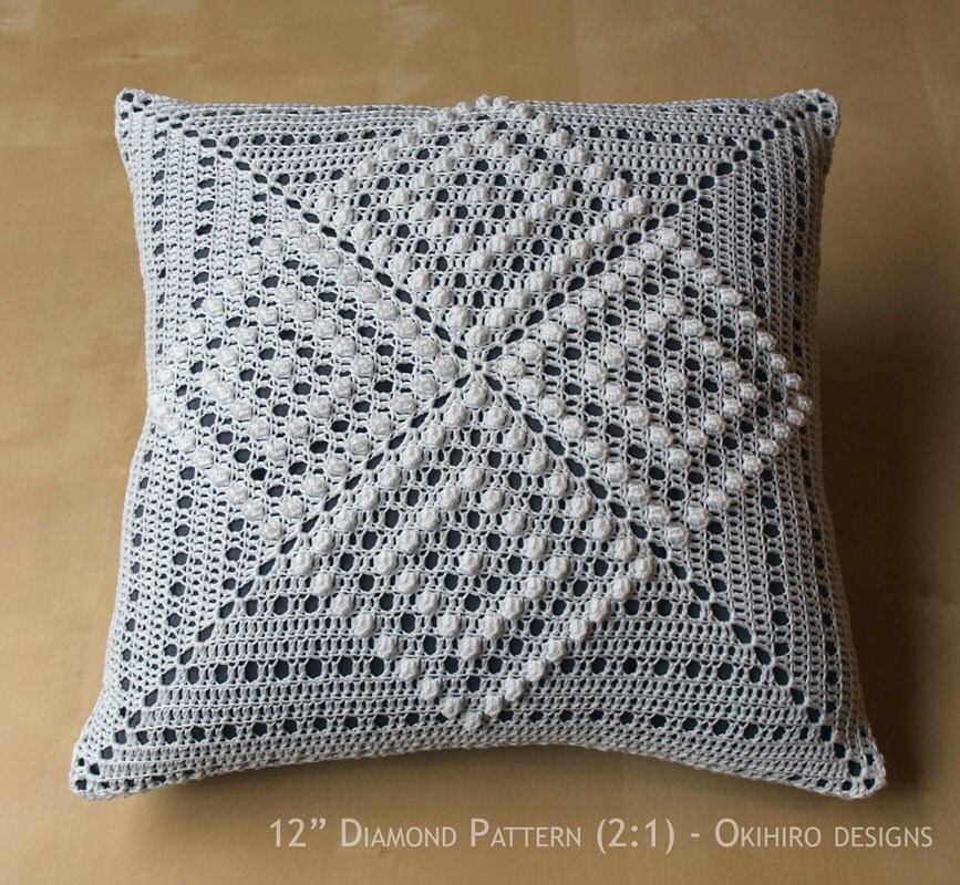 Download Diamond Pattern 12 Crochet Square Pillow MADE TO ORDER