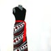 Vintage geometric dress - black, white and red patterns, sash belt, v-neck M L 8 10 12