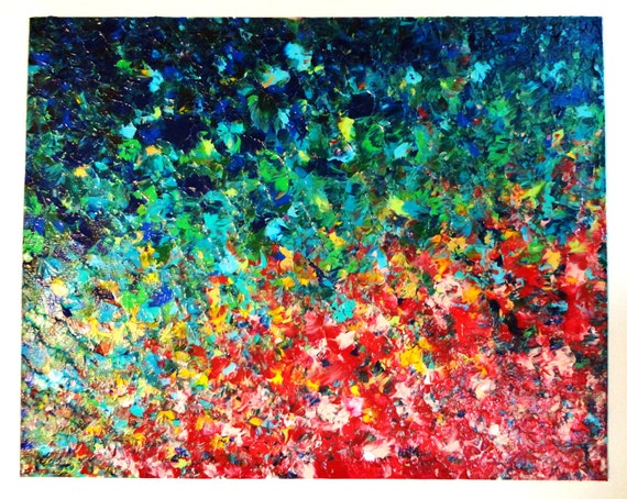 SALE Original Acrylic Painting Abstract Rainbow FREE