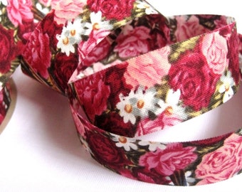 Victorian Roses Cotton Ribbon Trim, Multi Color, 7/8" inch wide, 1 yard, For Home Decor, Accessories, Scrapbook, Victorian & Romantic Crafts
