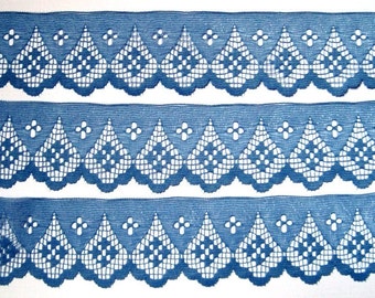 Scalloped Lace Trim, Blue, 2" inch wide, 1 Yard, For Home Decor, Apparel, Accessories, Victorian & Romantic Crafts