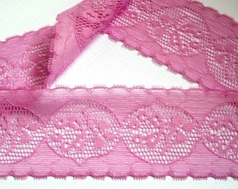 Scalloped Lace Trim, Fuchsia, 1 3/4" inch wide, 1 Yard, For Mixed Media, Home Decor, Apparel, Accessories, Victorian & Romantic Crafts