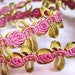 Decorative Rose Braid Trim, Purple / Green, 3/4" inch, 1 Yard, For Doll Clothing, Home Decor, Accessories, Apparel, Victorian Crafts