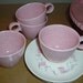 Vernon Metlox Atomic 1950's Tickled Pink Set of 4 Cups & Saucers Mid Century Kitchen