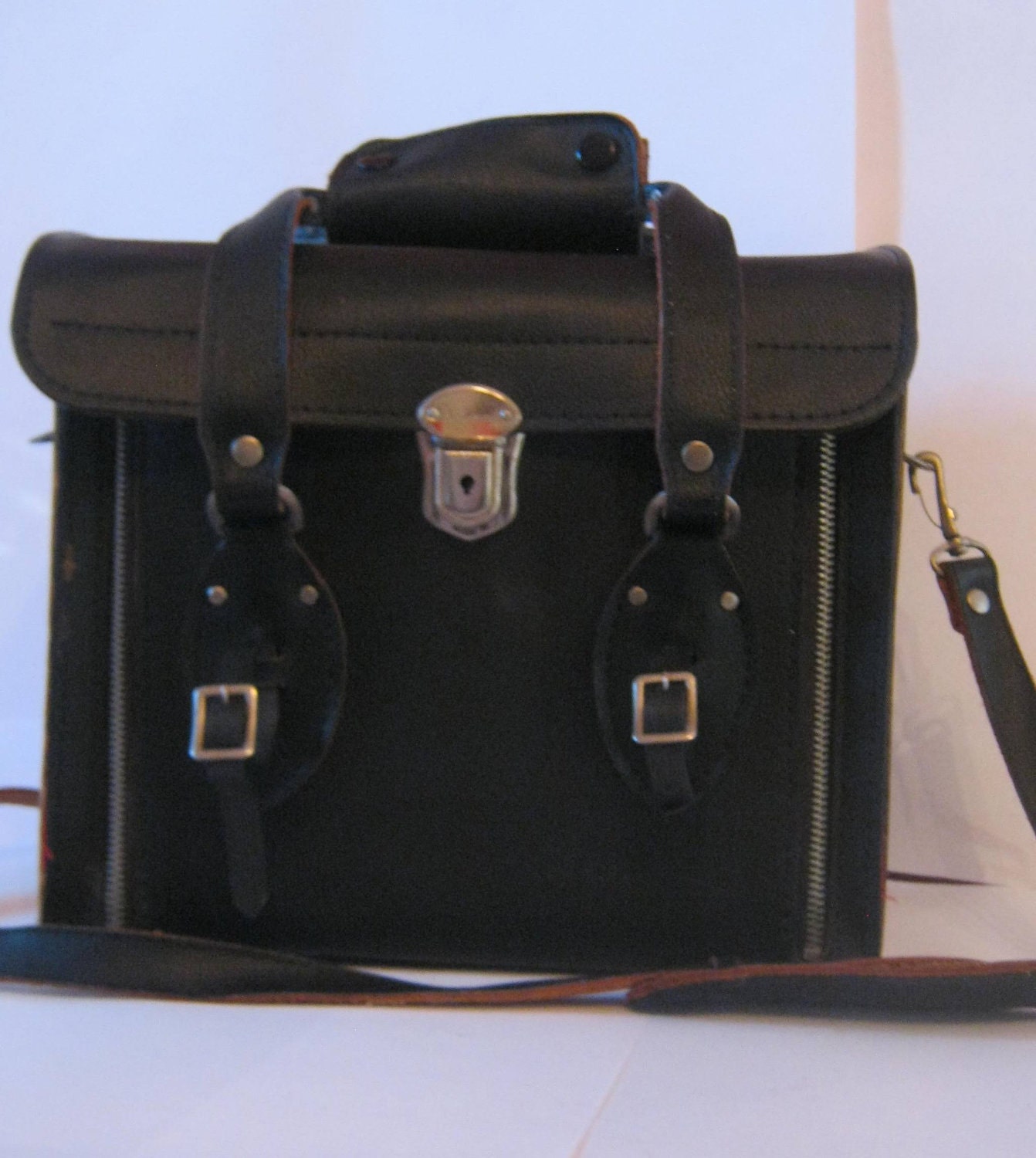 camera bag black leather