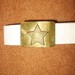 Vintage military belt of the USSR, white leather strap soldier
