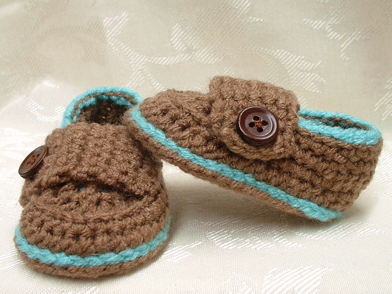 Baby Boy Latte Brown Loafers with Capri Blue Trim CLEARANCE