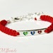 Evil Eye Girl's Bracelet With Red Macrame Knot Cord, Adjustable, Sale Jewelry, Gift for Kids