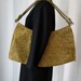 Avant Garde modernist architectural citron yellow green textured leather shoulder purse: so unusual...