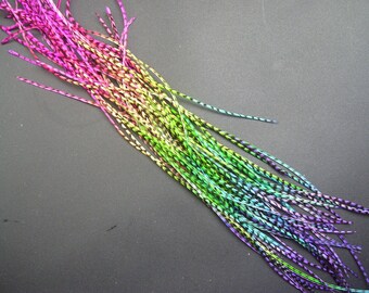 Rainbow Grizzly Feather Hair Extensions kit microbeads tool feather kit Divine Feathers 100% Whiting