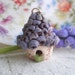 Grape Hyacinth Birdhouse- polymer clay charm, realistic purple spring flower bead, rustic whimsy jewelry pendant. Jettabugjewelry