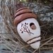 Sweet and Simple birdhouse- polymer clay charm. cream. brown roof. wheat detail. patina copper loop. rustic whimsy pendant. Jettabugjewelry