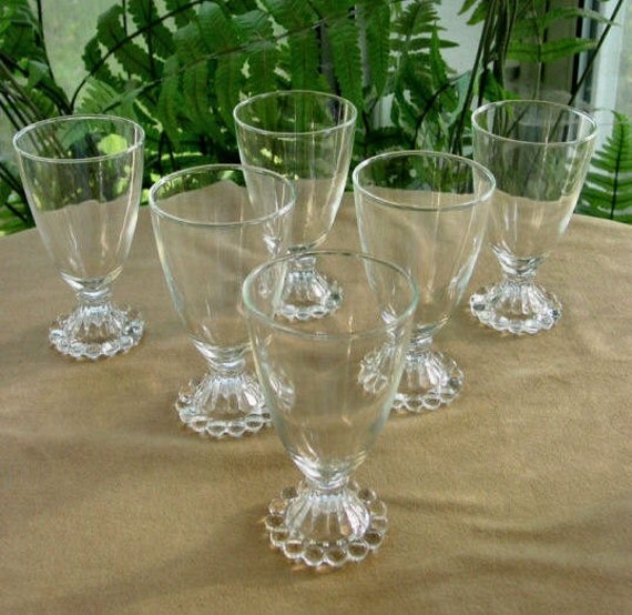 6 Vintage Imperial Glass CANDLEWICK Footed Water Wine
