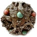 Vintage Art Nouveau Brooch Silver lizards and gem stones
