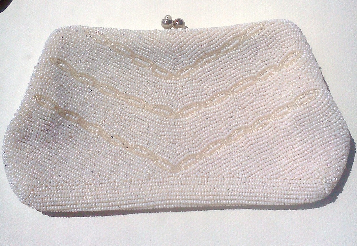 Vintage white beaded clutch evening bag by WeeLambieVintage