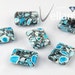 Blue mosaic turquoise puffed rectangles, 20mm x 16mm, 6 pieces