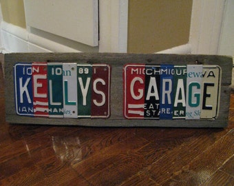 License Plate Sign -Made To Order- Personalized Sign- garage sign - Father's Day - License Plate Decor- Garage sign Decor