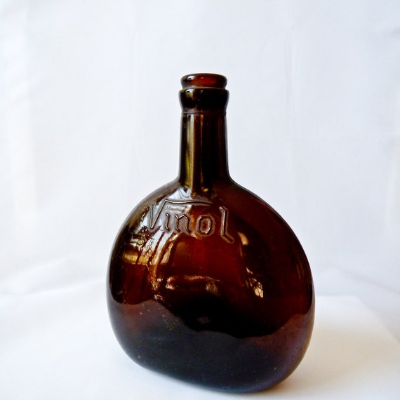 Antique Amber Vinol Medicine Bottle Private Mould 1898