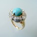 Sterling Silver Turquoise and Cubic Zirconia Ring - Size 6 1/2