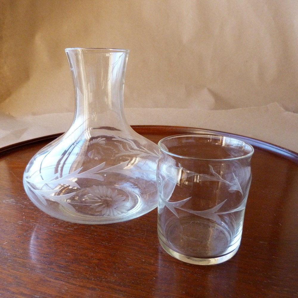 Vintage Bedside Water Carafe and Cup Set