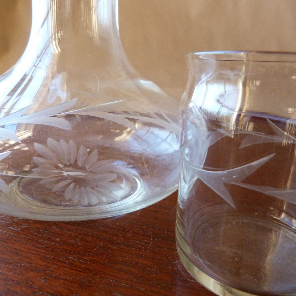 Vintage Bedside Water Carafe And Cup Set