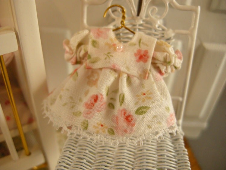 miniature dollhouse baby dress by Mosswayminiatures on Etsy