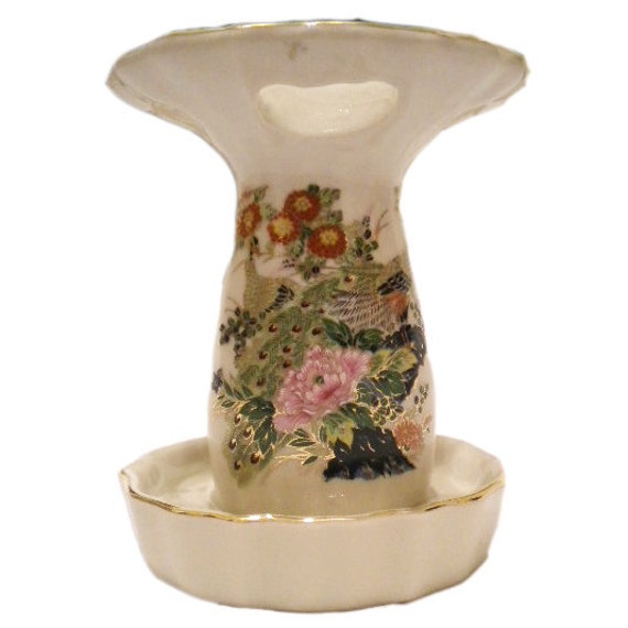 Japanese Peacock Print Toothbrush Holder