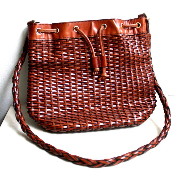 vintage woven leather purse