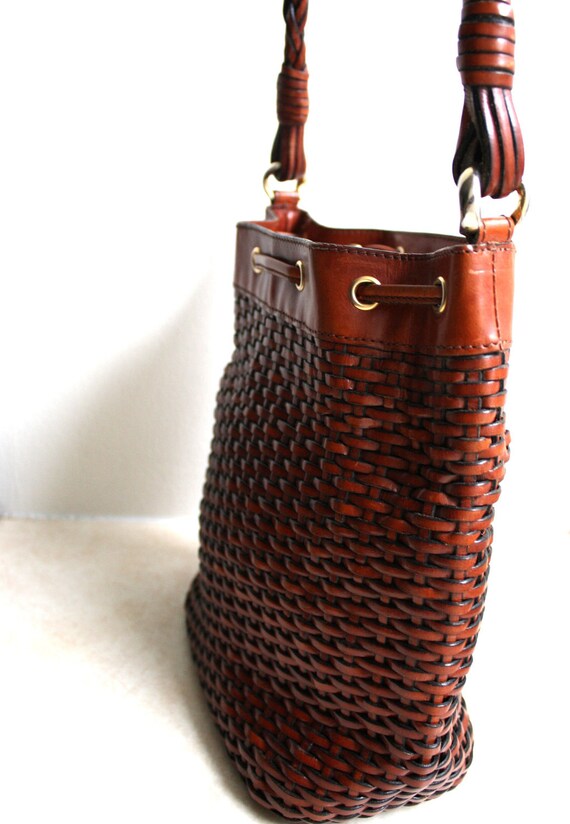 vintage woven leather purse