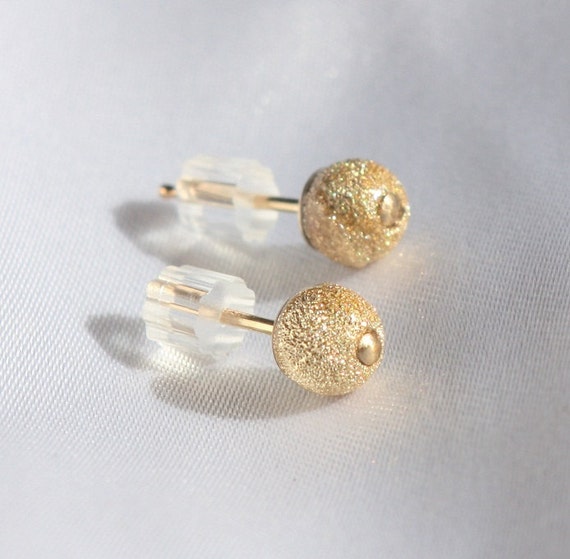 Gold studs earrings 14k gold filled post earrings by JulJewelry