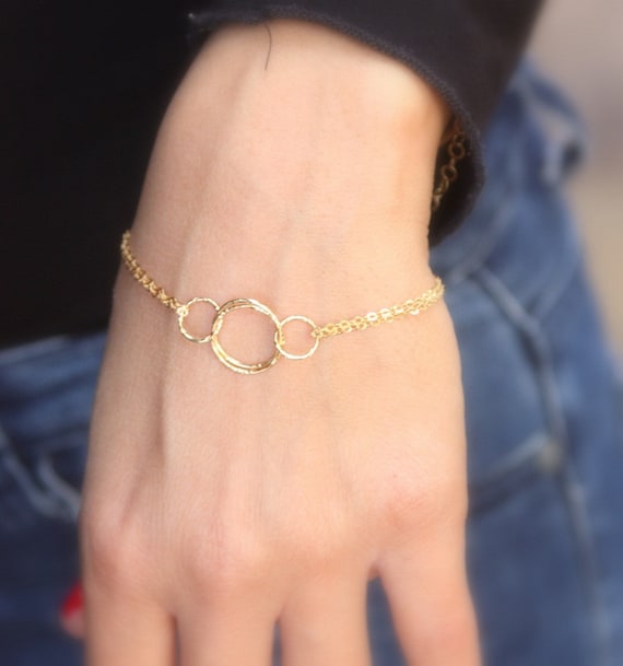 Gold Bracelet Circles bracelet bridesmaid by JulJewelry on Etsy