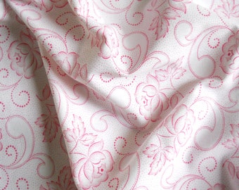 vintage pink floral fabric for patchwork quilting antique fabric pink roses fabric vintage french fabric 80