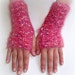 Kids Pink and Silver Fingerless Gloves-Super Soft Acrylic