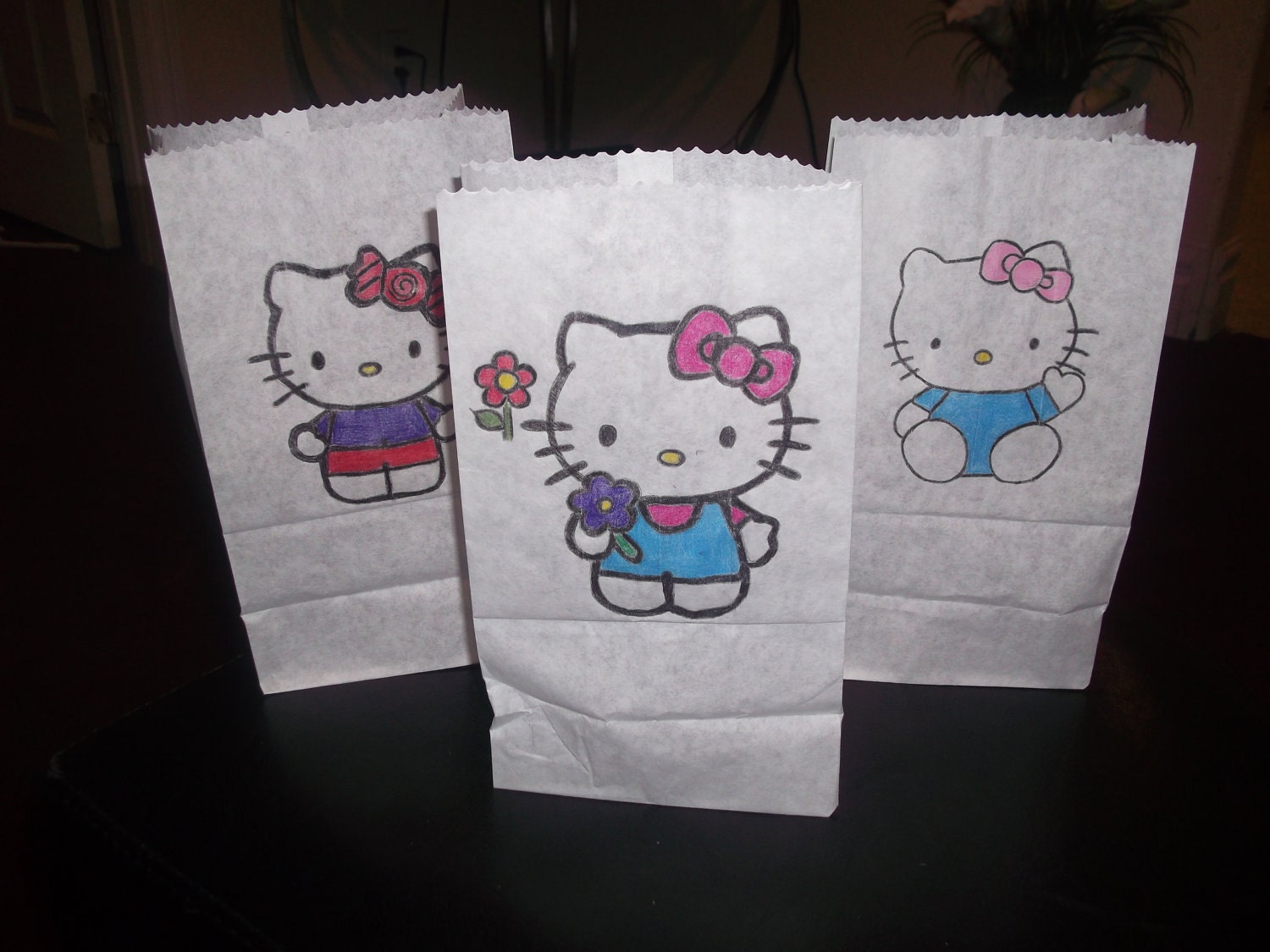 Hello Kitty Paper Goodiecandy Bags Hand Colored 10 Pieces