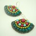 Earring with turquoise,coral,beads wax cotton