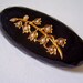 Edwardian Mourning Brooch Black Jet Gold and Seed Pearls