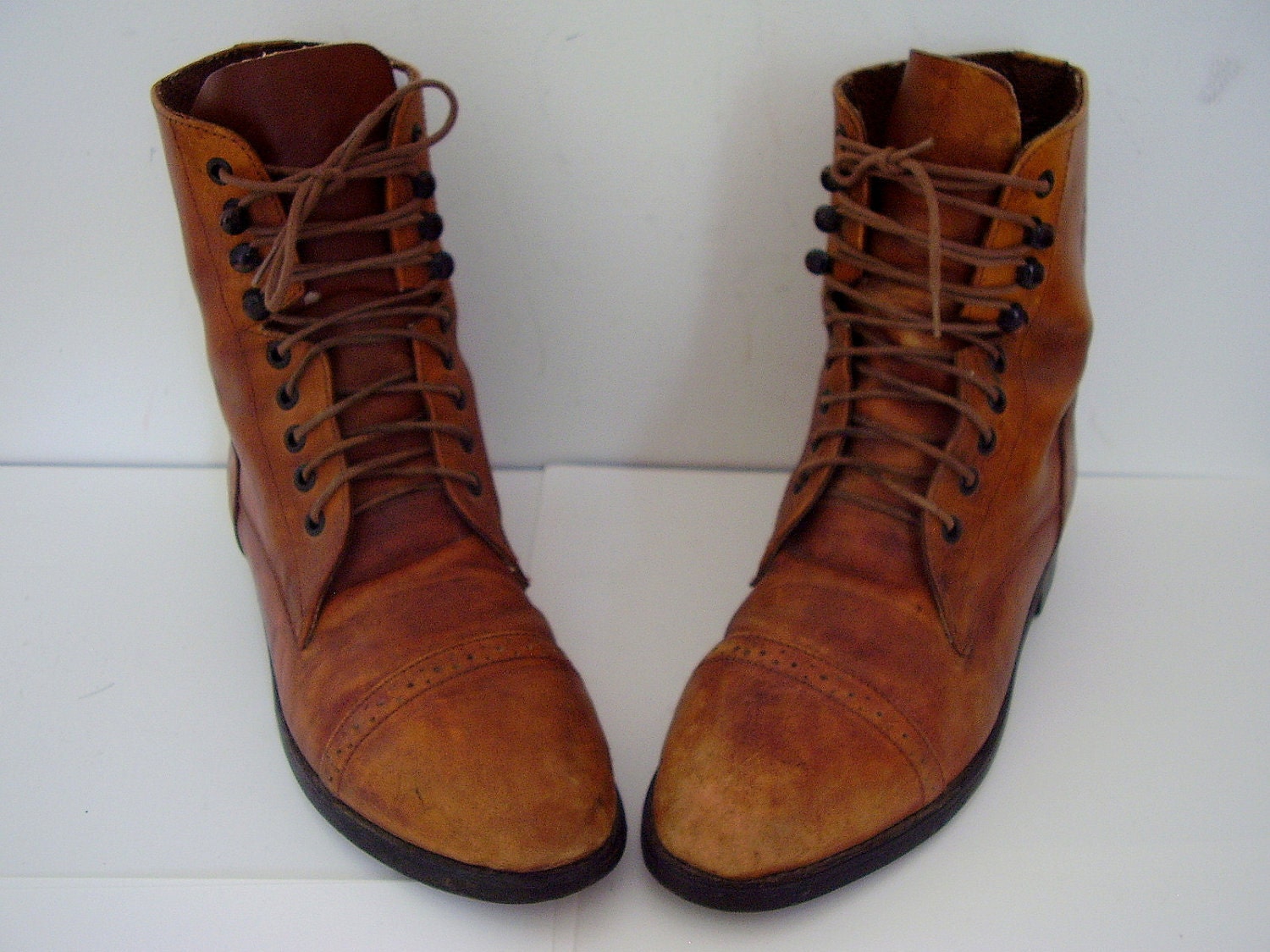 Lace Up Riding Boots by On Course Distressed Brown Leather