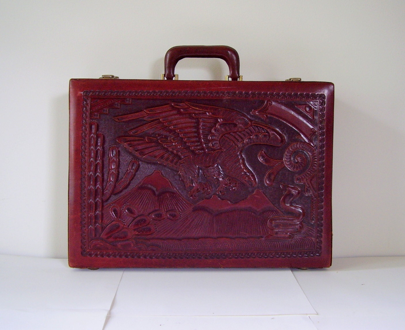 old leather briefcase