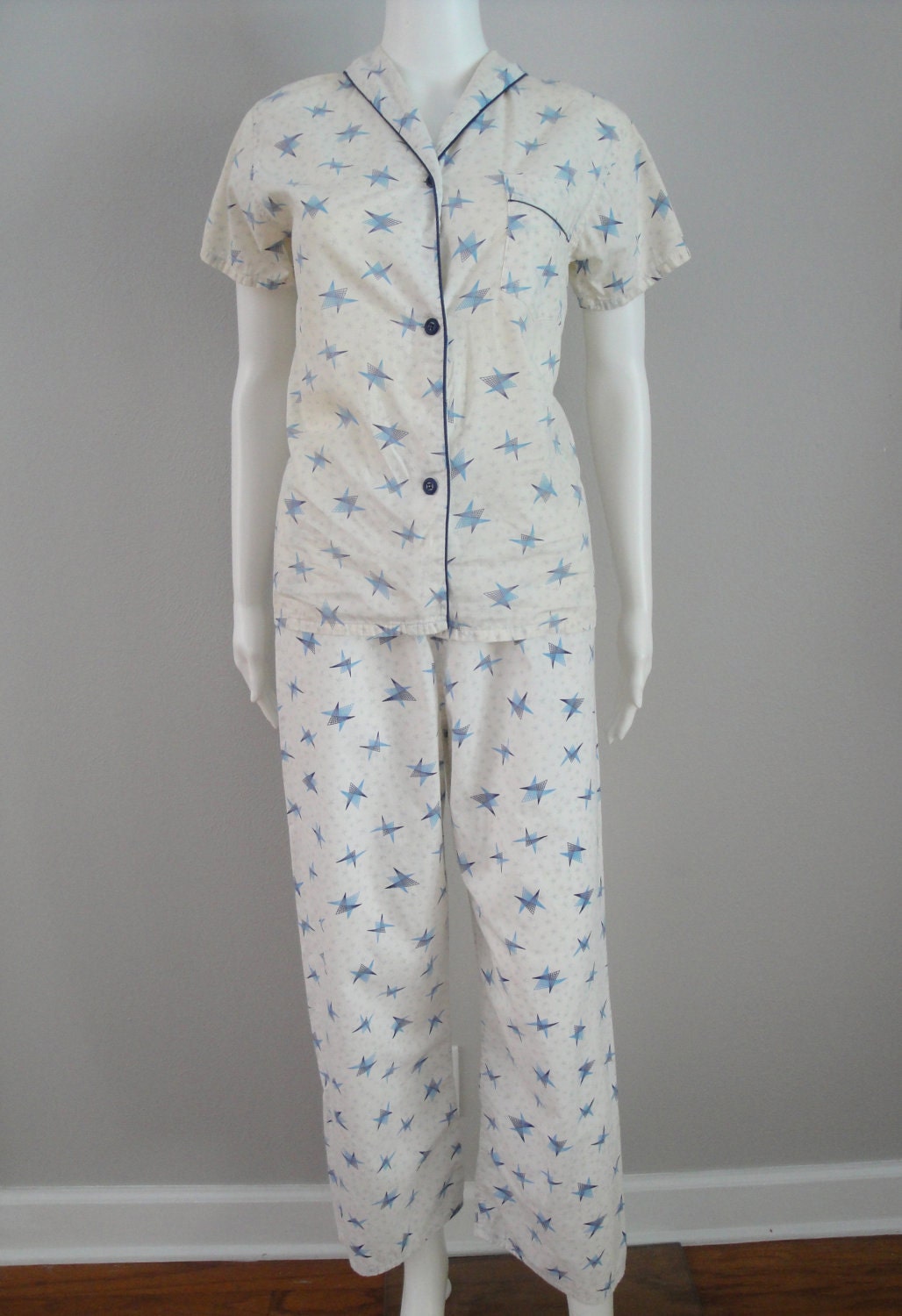 Vintage 1950s Womens Cotton Pajamas 50s by littlestarsvintage