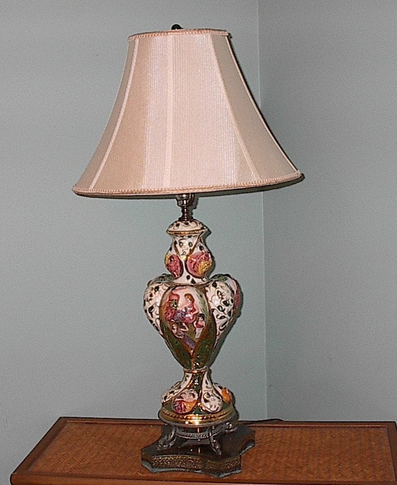 Antique Italian Hand Painted Capodimonte Lamp Half Price Sale