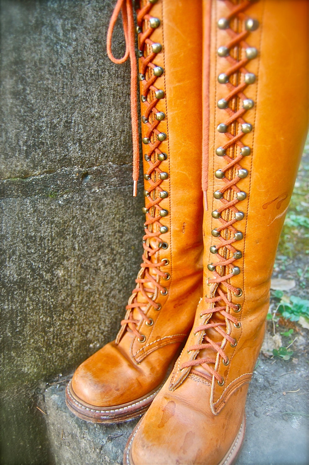 S A L E the laceup leather kneehigh bohemian boots