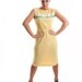 Vintage Mod Terry Cloth Dress Pale Yellow with Aqua & White Stripes