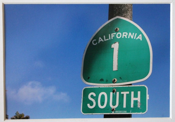 5x7 photo California Highway sign 1 Pacific by RoadAheadPhotos