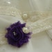 Stretch Lace Wedding Garter with Chiffon pearl and rhinestone centering
