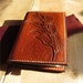 Leather journal cover / notebook cover, refillable, with hand tooled design. Moleskine / Field Notes
