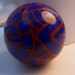 Lampwork handmade glass marble blue with red line design free shipping